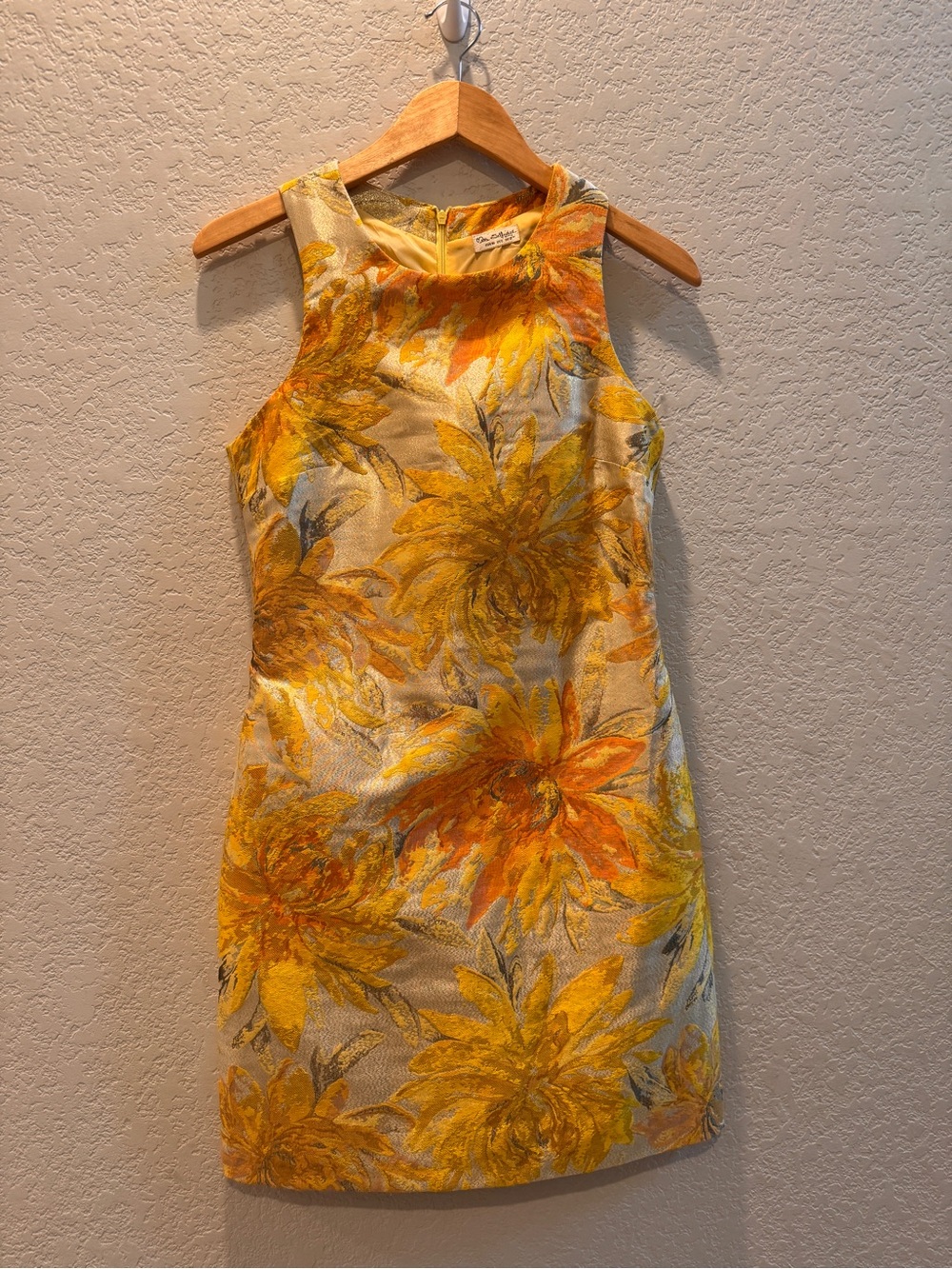 Miss Selfridge Yellow Orange Floral Jacquard Mini Dress